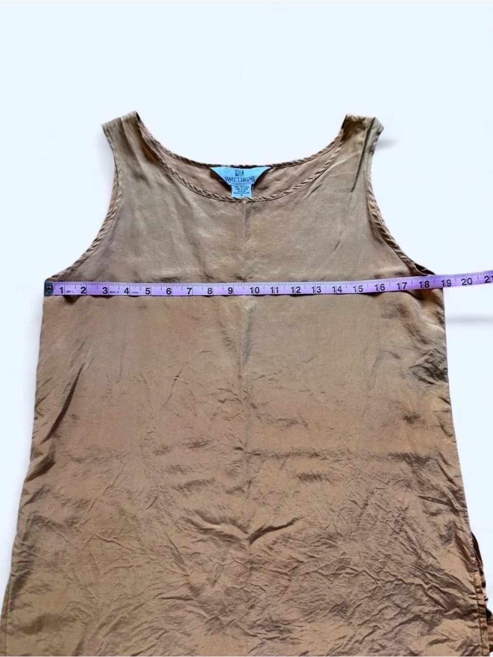 Vintage 100% Silk Tank Top in Orange/Tan — Casual Slip-On Top